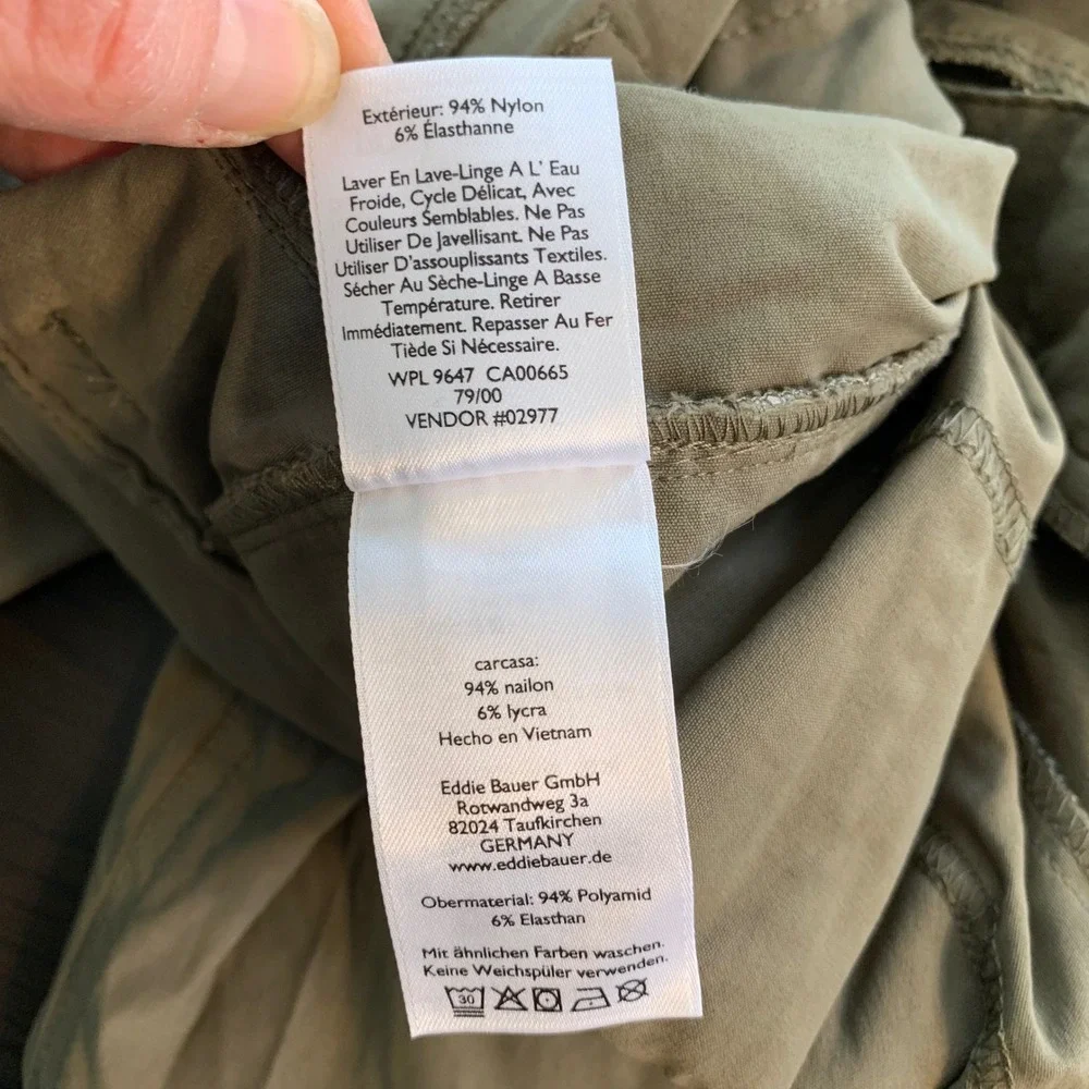 Eddie Bauer‎ Travex Mens 32x30 Hiking Pants Olive Green Nylon Stretch 13907903